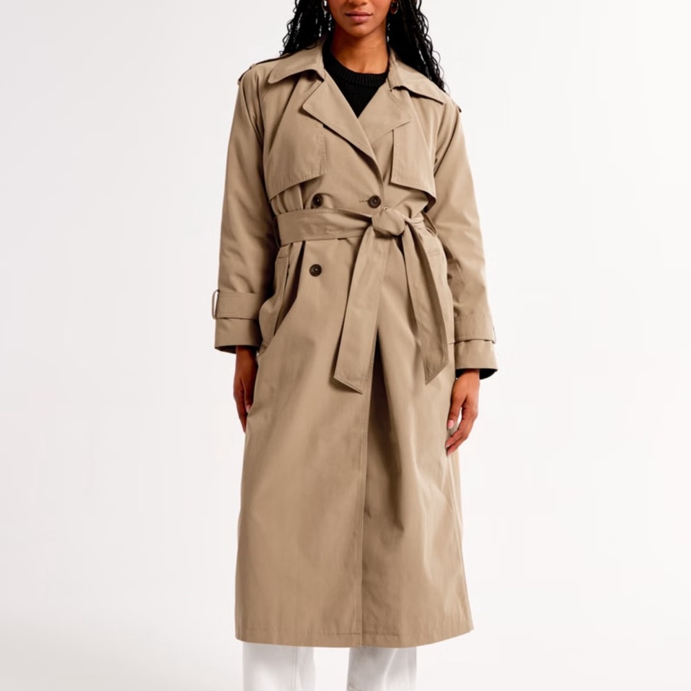 NWT Abercrombie & Fitch Classic Trench Coat in Tan - Picture 4 of 12